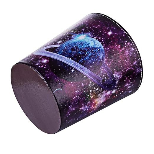 Leather Trash Can Decorative Waste Basket 10L Capacity Small Waste Paper Basket Waterproof Garbage Can for Bathroom Bedroom Office Kitchen and Living Room - Starry Sky