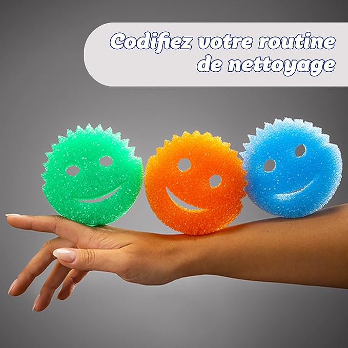 Scrub Daddy Colors - Color Code Cleaning FlexTexture Soft in Warm Water Firm in Cold Deep Cleaning Dishwasher Safe Multi-use Scratch Free Odor Resistant Functional Ergonomic 4ct Roll