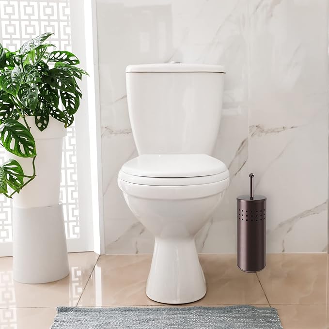 Blue Donuts Toilet Plunger with Holder for Bathroom Multi Drain Suitable Also for Bathtubs Quick Dry Bronze