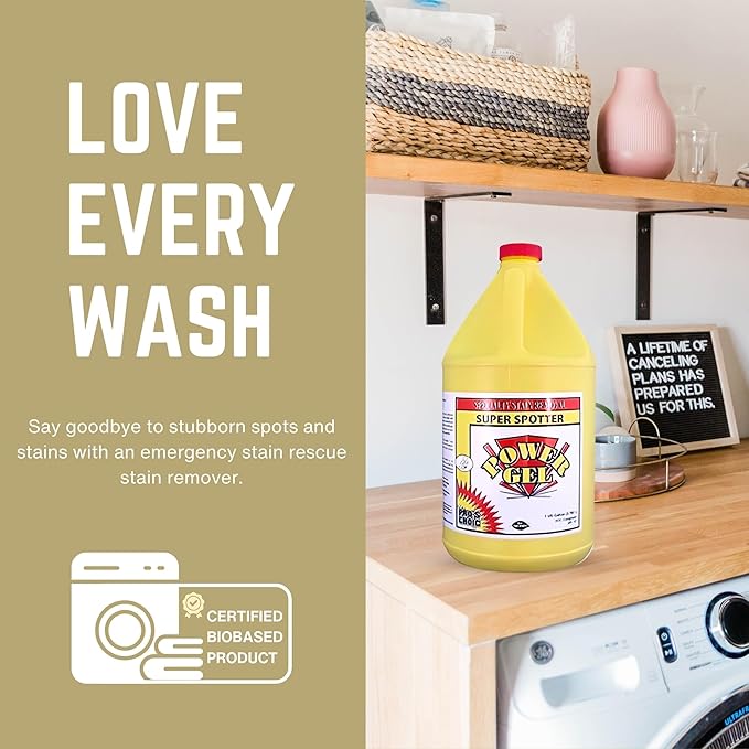 Pro's Choice Clothing Stain Remover Power Gel Super Spotter - Fabric Stain Remover for Clothes Laundry &amp Spot Remover - Stain Removal for Stubborn Ink - Grease Stain Remover for Clothes (1 Gallon)