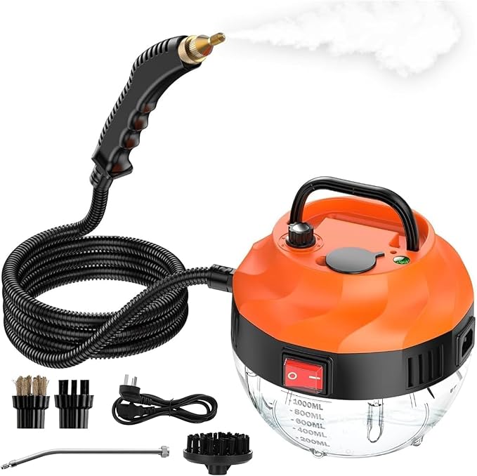 Sararoom 2500W Handheld Steam Cleaner High Pressure Steamer for Cleaning with 1L Large Capacity Water Tank 6 High Speeds Portable Steam Cleaning Machine for Kitchens Tiles Car Tires Bathrooms