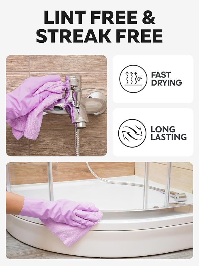Fantasticlean Microfiber Cleaning Cloth Roll -75 Pack Tear Away Microfiber Towels 12 x 12 Reusable Washable Scratch Free Ultra Absorbent Dishcloth for All-Around Cleaning Supplies (Purple)
