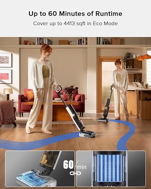 roborock F25 BX Wet Dry Vacuum Cleaner Cordless Vacuum Mop All in One with 20000Pa 194°F Hot Air Flash Drying &amp Self Cleaning Zero-Tangle Wet Mop Cleaner for Hard Floor 180° Lie Flat