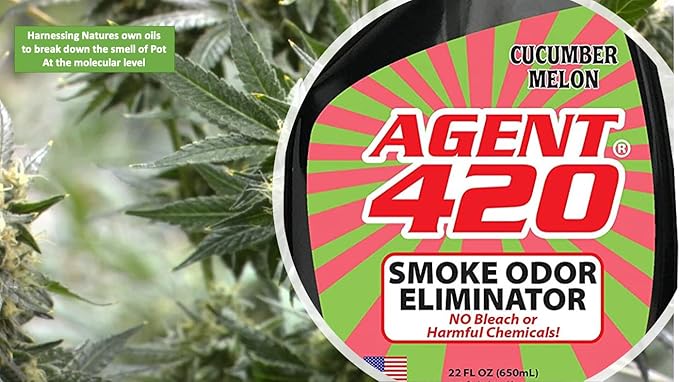 AGENT 420-22 oz Cannabis Odor Destroying Spray for Eliminating Cigarette Smoke or Most Unwanted Odors In Your House Car or Apartment - Freshen Up The “Joint” (Cucumber Watermelon 22 Ounce)
