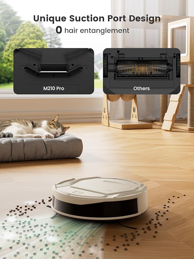 Lefant Robot Vacuum Cleaner M210 ProSlimQuiet2200Pa Suction120 Min Self-Charging Robotic Vacuums Freemove 3.0WiFi/APP/Alexa6 Cleaning Modes Ideal for Hard Floors Pet Hair Low CarpetChampagne