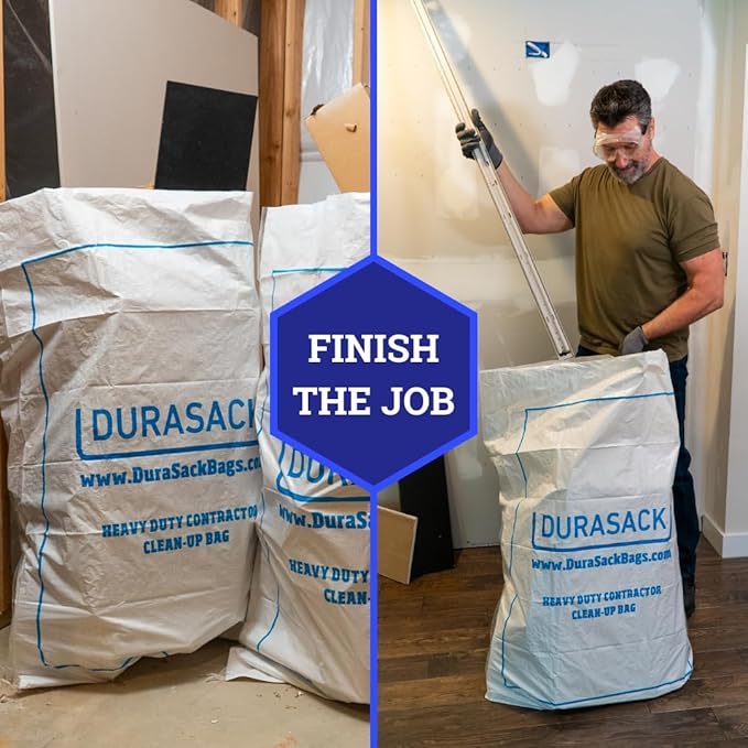 DURASACK Contractor Bags Heavy Duty 40-Gallon Reusable White Woven Polypropylene Contractor Garbage Bags Pack of 20