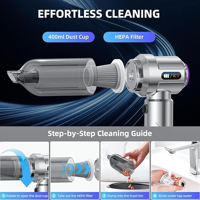High Suction 18000Pa Vehicle Vacuums Cleaner with Fast Charging USB C Emptying for Home Auto Interior