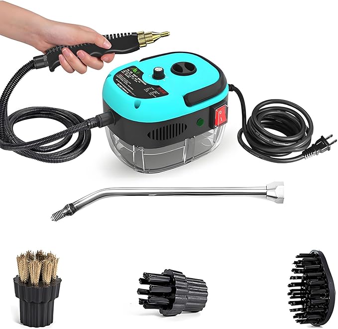 2500w Handheld High Temp Portable Cleaning Machine Handheld Power Steam Cleaner for Home High Heat Steam Cleaning Machine Steamer for Cleaning Ready in 10s for Kitchen Furniture Bathroom Car(Blue)