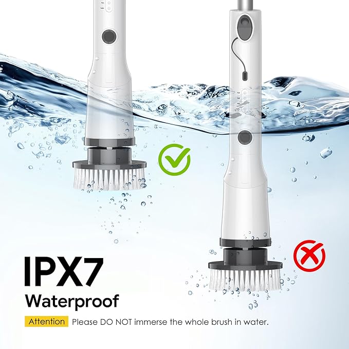 Electric Spin Scrubber2026 New Cordless Cleaning BrushShower Cleaning Brush with 7 Replaceable Brush Heads Power Scrubber 3 Adjustable SpeedsDetachable Long Handle &amp IPX7 Waterproof