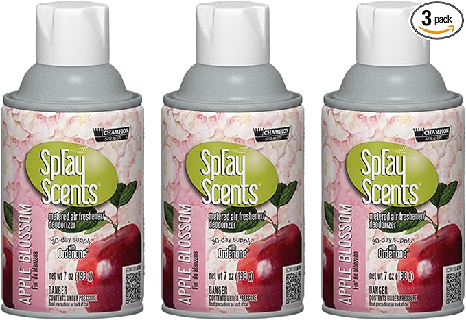 Champion Sprayon SprayScents Metered Air Freshener Refill 7 oz Odor Control Fragrance Apple Blossom (3 Pack)