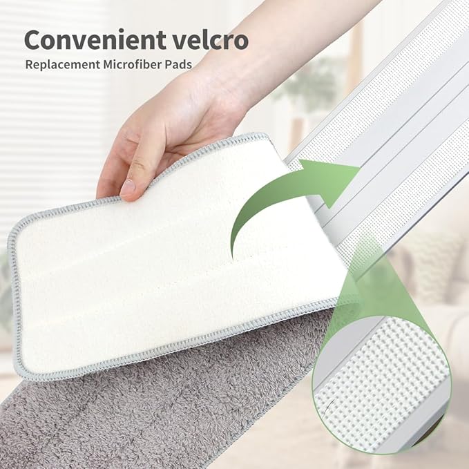 CQT Commercial Flat Microfiber Floor Mop Cleaning System 18 Inch Wet Dry and Dust Hardwood with 4 Washable Pads Cleaner for Laminate Tile Stainless Steel Handle and Extension (PT13-Blue)
