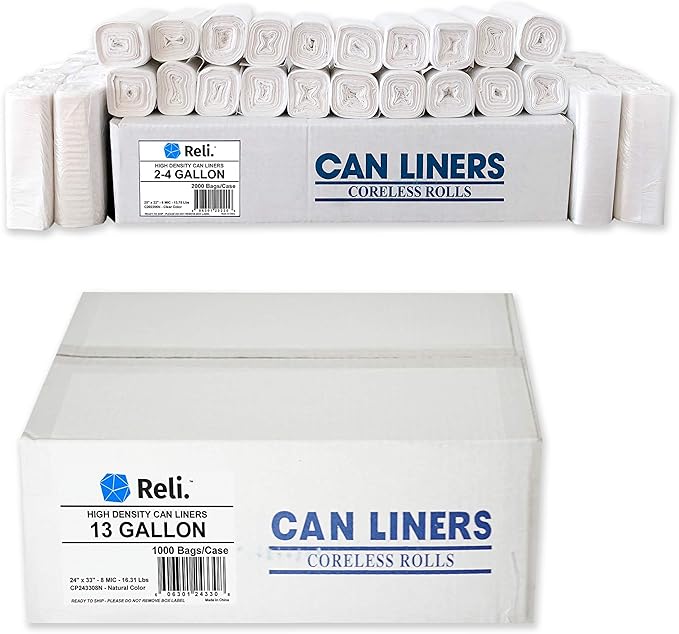 Reli. 13 Gal Trash Bags (1000 Bags) &amp 2-4 Gal Trash Bags (2000 Count)