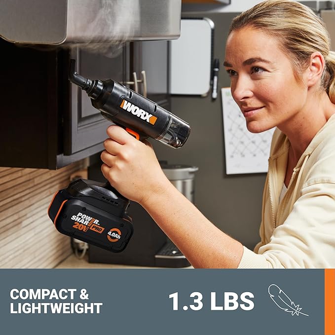Worx 20V SteamStorm Cordless Handheld Steam Cleaner w/Accessories Steamer for Cleaning 220°F 8-Second Preheat Lightweight Portable Steamer for Home Car – Tool Only