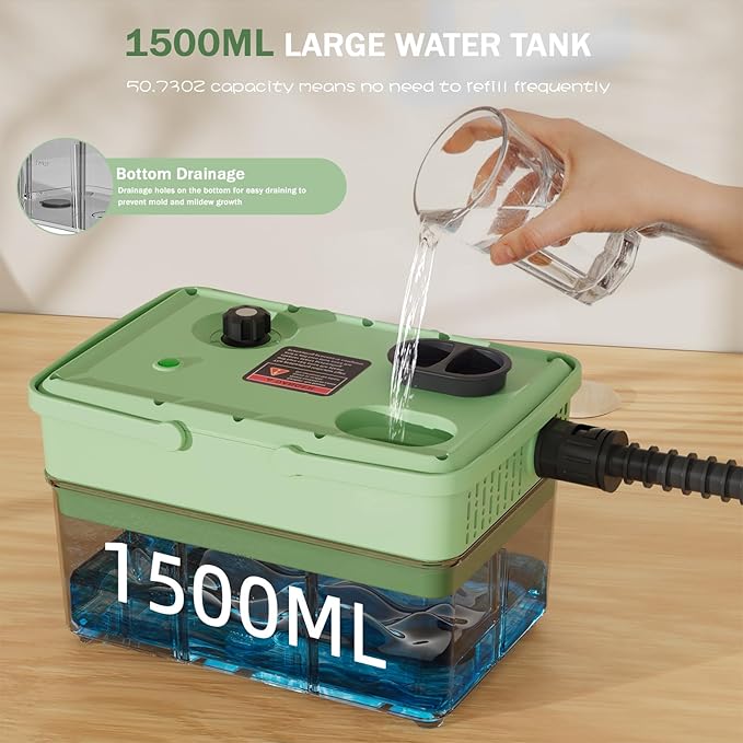 Handheld Steam Cleaner 2500W10s Fast Heat-Up &amp 50.73OZ Large TankPressurized Portable Steamer with 9 Accessories for HomeCarKitchenBathroomFloorsGroutTileUpholstery