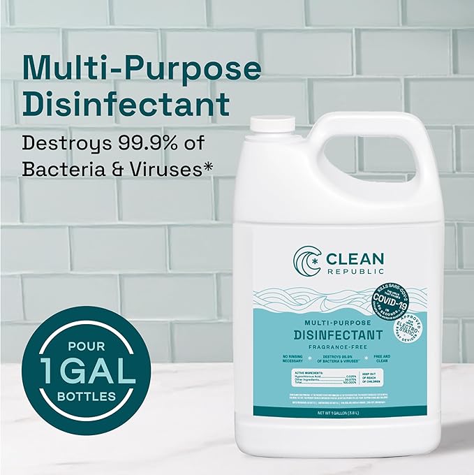 Clean Republic Multi-Purpose Disinfectant Hypochlorous Acid Cleaner 1 Gallon Bottle 4-Pack