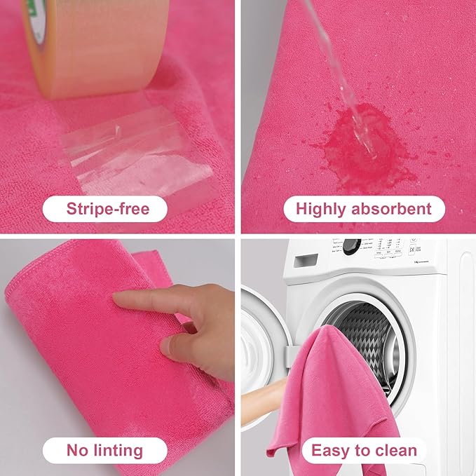 12 Pcs Extra Large Microfiber Cleaning Cloth 30 x 20 Inch Reusable Thick Cleaning Towel Washable Solid Color Microfiber Towel for Home Office Window Cars Glass (6 Colors)