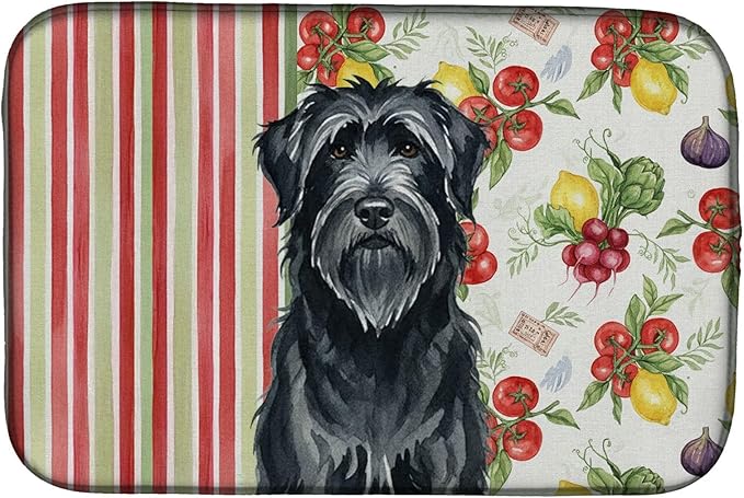 Caroline's Treasures Black Briard Vegetables Dish Drying Mat Absorbent Dish Drying Mat Pad for Kitchen Counter Dish Drainer Mat for Countertop 14 x 21 Multicolor