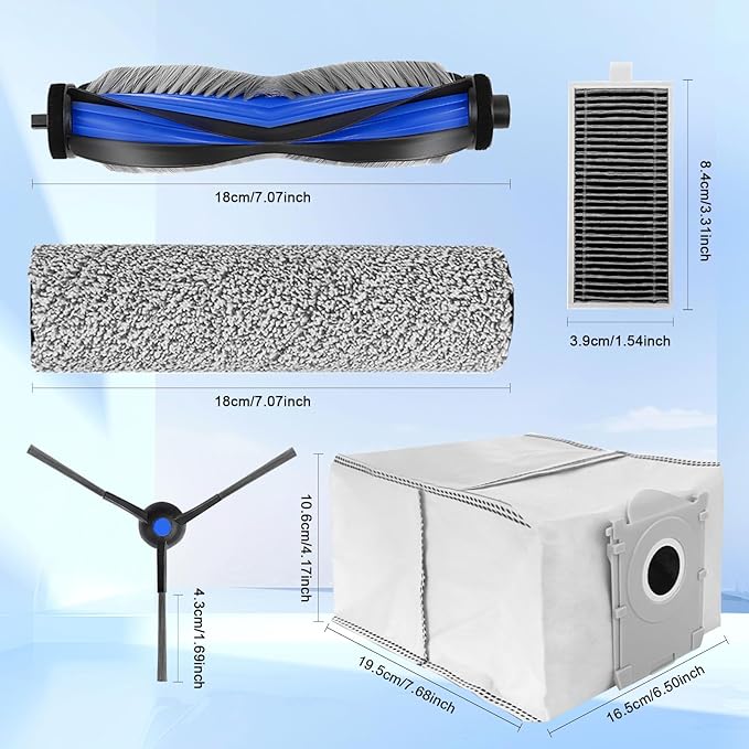 21 Pcs Spare Accessories Compatible with ECOVACS DEEBOT X8 PRO Omni/ S14 Plus Robot Vacuum and Mop Replacement Parts Includes 6 Dust Bags 4 HEPA Filters 6 Side Brushes 3 Roller Mops