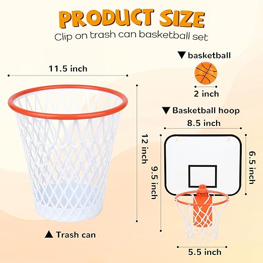 Basketball Hoop Trash Can Set (Included 1pc Wastebasket bin and 1pc Flat Free Ball) for Boys Room Decor- Christmas Gift and Birthday Gift for Boys-Garbage Can Set for OfficeBasketball Party