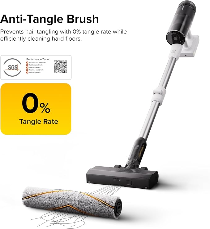 roborock H60 Pro Cordless Stick Vacuum Cleaner 170AW Suction Power 80-Min Runtime 90° Bendable Tube Dust-Detecting LED Anti-Tangle Vacuum Cleaner for Home Carpets Hard Floors &amp Pet Hair