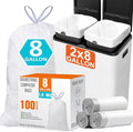 8 Gallon Trash bags for Dual Compartment Can (2 x 8 Gallon) 100 Count 1.0 Mil Thickness Drawstring Kitchen Garbage Liner Pre-Separated Compatible with Liner Code 30A All 16 Gallon Dual Can