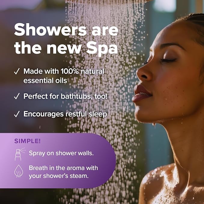MOXE Lavender Oil Shower Mist Spa Steam Spray Certified Natural 100% Essential Oils Made in USA Aromatherapy Tension Relief (4 FL Oz Pack of 2)