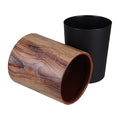 Retro Wood Grain Trash Can Round Wastebasket for Office Home Vintage Design Easy Disposal No Lid Easy to Clean