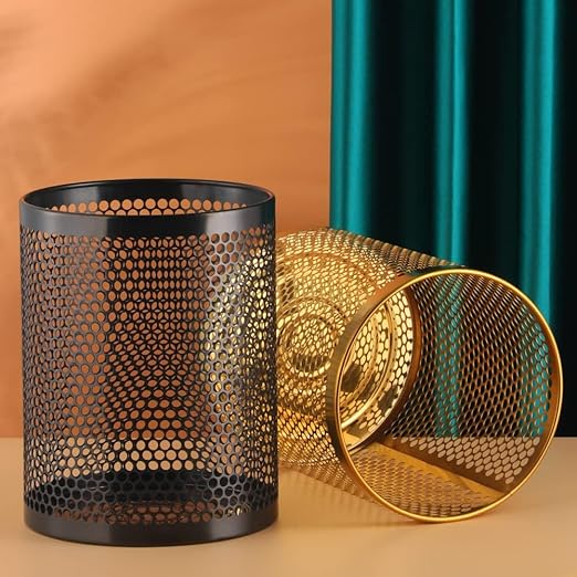 Buyer Star Metal Mesh Trash Can 9.25 Inches Small Wastebasket Mini Stainless Steel Waste Paper Basket for Office Home Kitchen Bedroom &amp Bathroom Rainbow