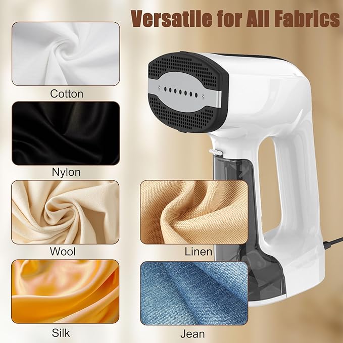 Vacuum Steamer for Clothes 3200Pa Suction Handheld Clothes Steamer Dual Mode LED Display Portable Travel Steamers for Clothes Steaming &amp Ironing 2 In 1 160ml Water Tank (for 110-120V) - Whit