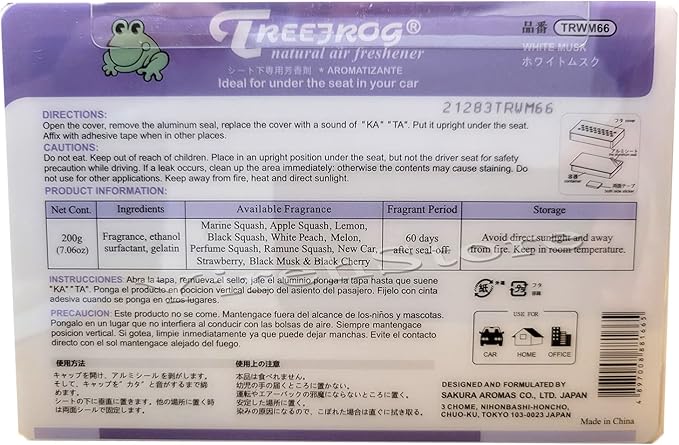 Tree frog Fresh Box White Musk 4-pack Treefrog Air Freshener Large Pack and Long Lasting JDM Car Freshener