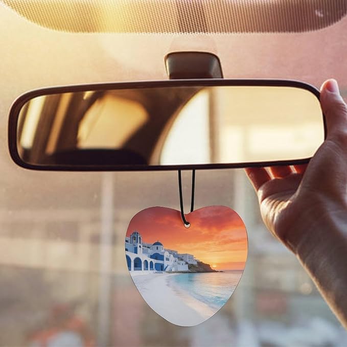 5PCS Car Air Freshener Hanging Personalized Double Sided White Coastal Town Car Fresheners Long Lasting New Cars Scents Cute Automotive Freshies for Closets Drawers (tea)