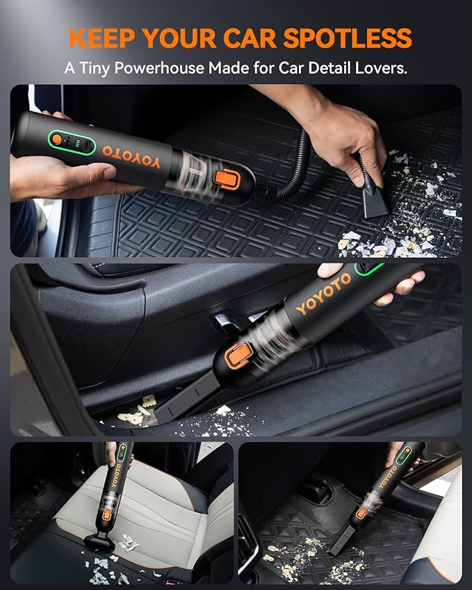 Car Vacuum Handheld Vacuum Cordless with 21000Pa Powerful Suction &amp 3 Modes 4-in-1 Portable Hand Held Mini Vacuum Cleaner Rechargeable Ultra Light for Car Home Office (Black)