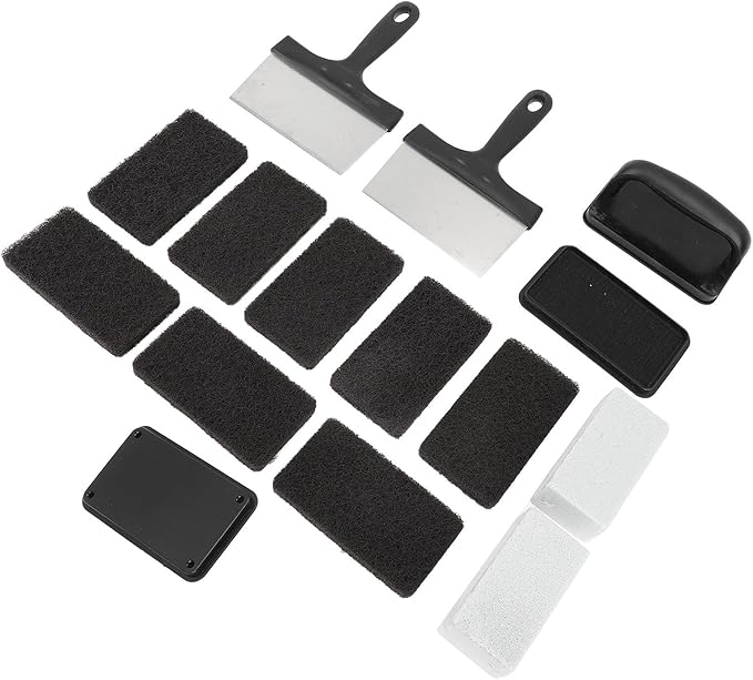 for Griddle Cleaning Kit Oil Removal Anti Hot Handle Multifunctional Grill Cleaning Kit (15Pcs)