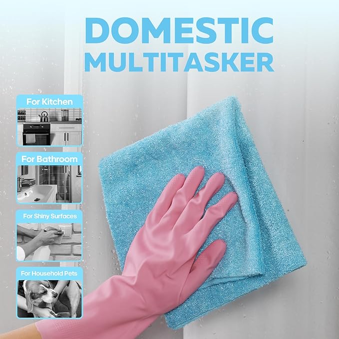 Fantasticlean XL Tear-Away Microfiber Cleaning Cloth Roll 16'' by 16''- 36 Sheets Thick &amp Large Detailing Towels Ultra Absorbent Lint-Free Reusable Wipes for All-Around Cleaning (Glossy Blue)