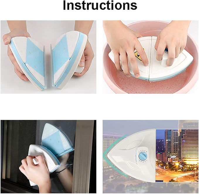 Magnetic Window Cleaner Double-Sided Magnetic Glass Window Cleaning Tool Super Strong Double-Sided Magnetic for 20-50Mm Thick Glass Or Car Windows Ergonomic