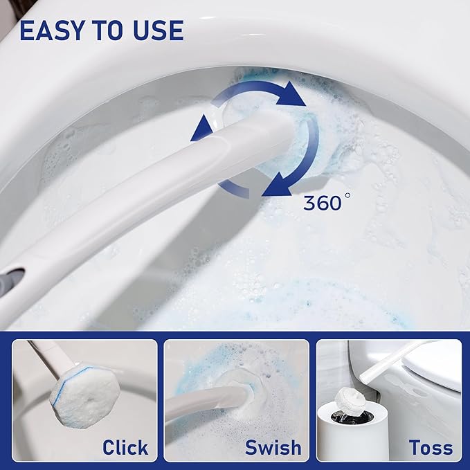 50 Count Toilet Wand Refills Disposable Toilet Brush Heads Compatible with Most Toilet Brushes for Toilet and Bathroom Cleaning