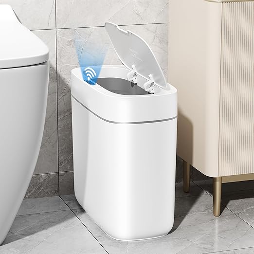 Small Trash Can for Bathroom 3.5 Gallon Automatic Touchless Trash Can with LidMotion Sensor Slim Garbage Can Waterproof Trash Bin Waste Basket for Bedroom Kitchen