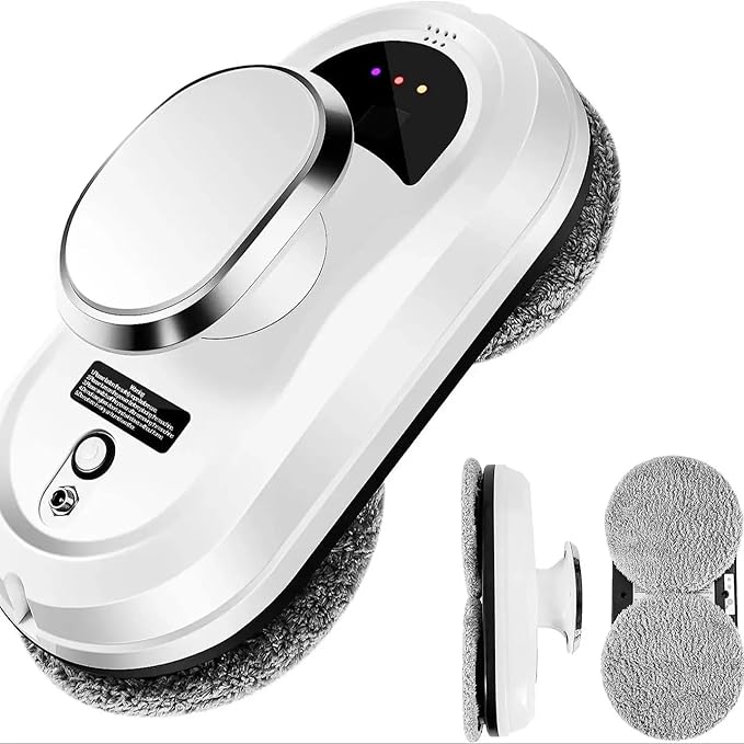 Intelligent Window Cleaning Robot Vacuum Cleaner with Remote Control &amp 4M Extension Cable 20min Power Failure Protection 10 Wipes+Spray Function for Home Glass Cleaning