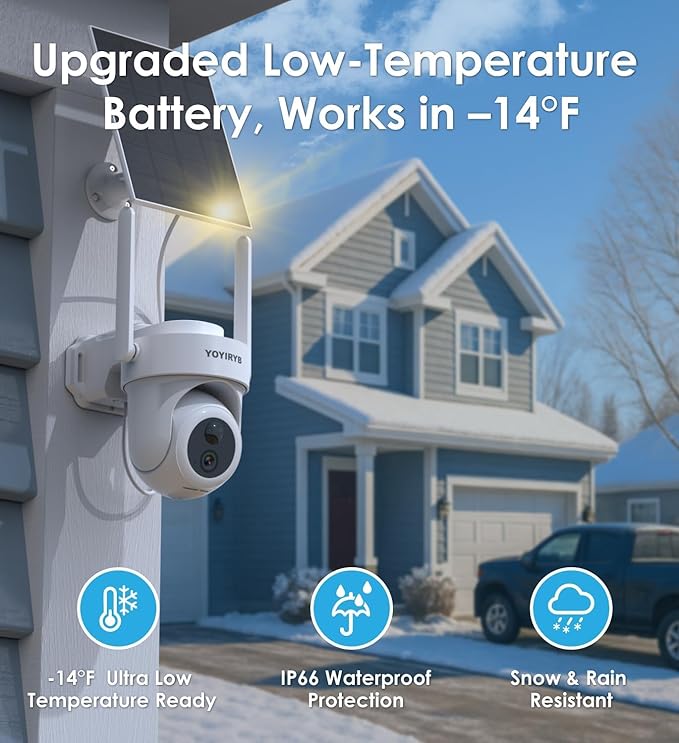 4K Security Cameras Wireless OutdoorNo Subscription Works in -14°F [2026 NEW] Solar Home Security Camera System 360° Human Tracking Color Night Vision 64GB Local Storage 5G/2.4G WiFi Easy Setup