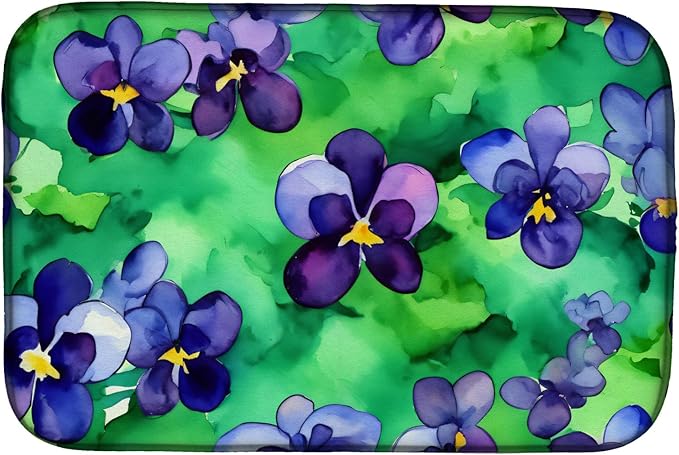 Caroline's Treasures DAC1717DDM Wisconsin Wood Violets in Watercolor Dish Drying Mat Absorbent Dish Drying Mat Pad for Kitchen Counter Dish Drainer Mat for Countertop 14 x 21 Multicolor
