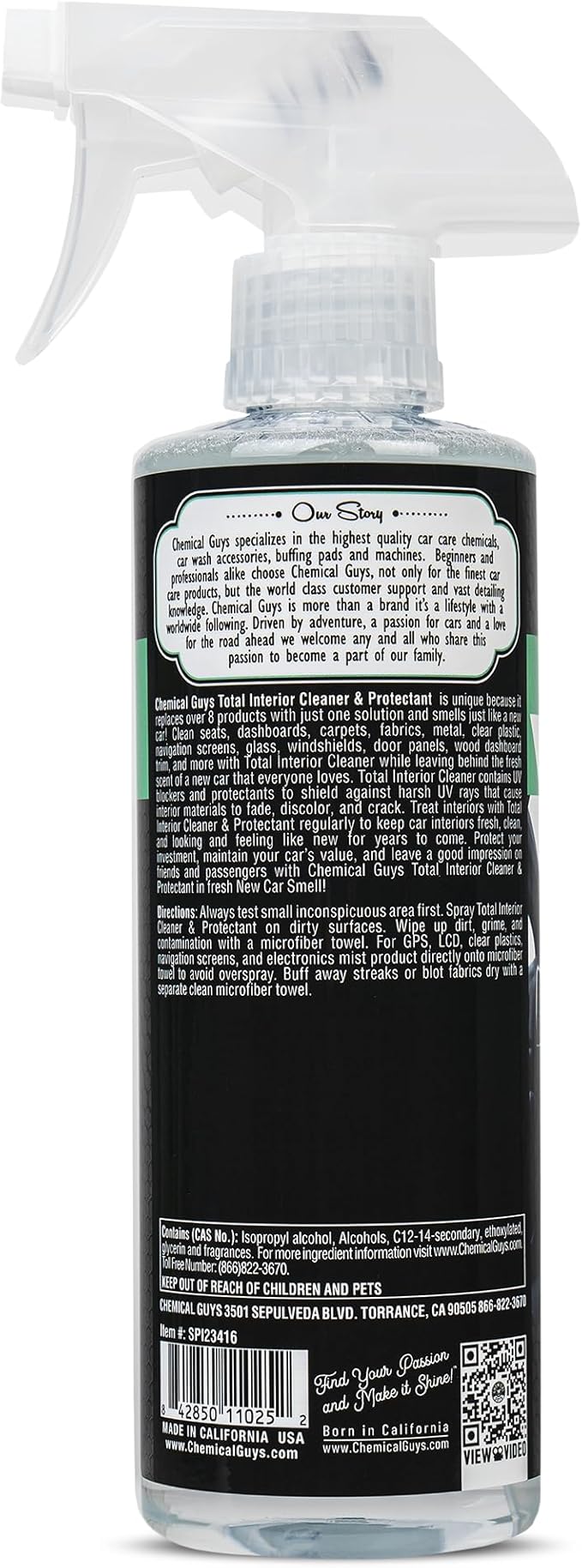 Chemical Guys SPI23416 Total Interior Cleaner and Protectant New Car Smell (Safe for Cars Trucks SUVs Jeeps RVs &amp More) 16 fl oz (Pack of 2)