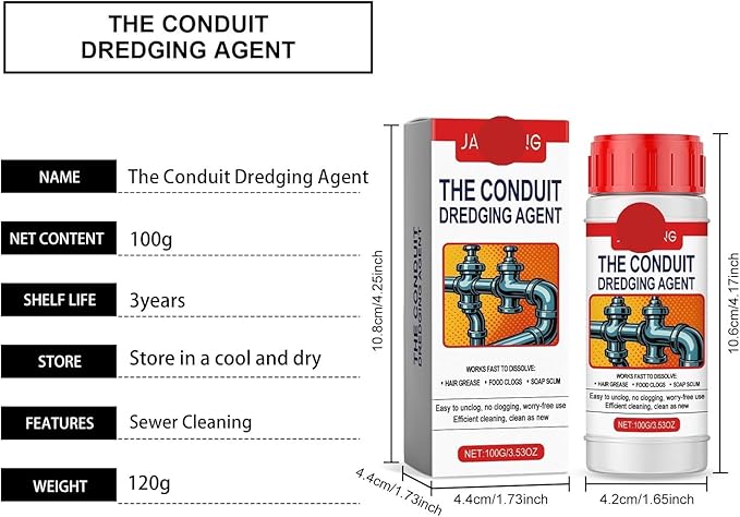 Pipe Dredge Agent - Fast-Acting Drain Cleaner for Grease Hair &amp Food Residue Eliminates Clogs &amp Odors(2PCS)