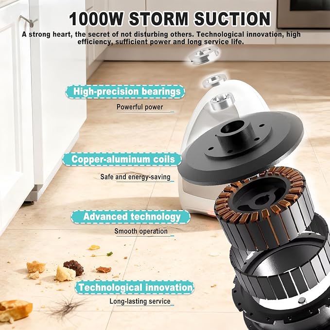 Electric Broom Vacuum Sweeper with Automatic Dustpan 1000w Touchless Vacuum for Salon Hair &amp Pet Hair 3.6l Capacity for Hard Floors Home Essentials Black Gray White White
