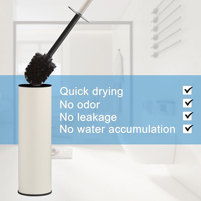 BGL White Toilet Brush and HolderStainless Steel Toilet Brushes for Bathroom with Holder
