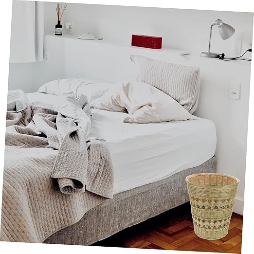 1Pc Hand Woven Trash Can Retro Decorative Wastepaper Basket for Home Storage for Office and More Stylish and Wastebasket