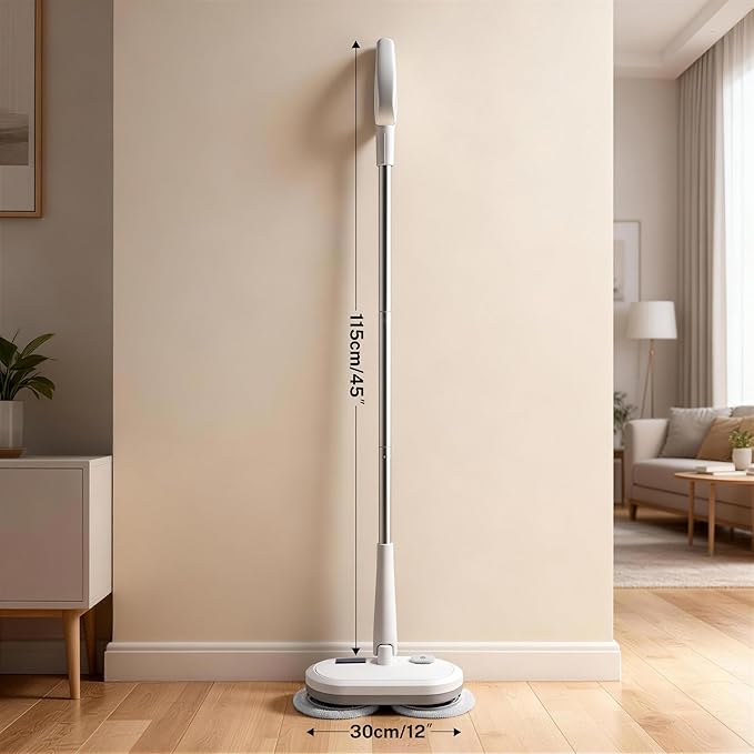 220 RPM Cordless Electric Spin Mop - Lightweight Powerful Cleaner for Hardwood Tile Laminate &amp Vinyl Floors with 6 Washable Pads