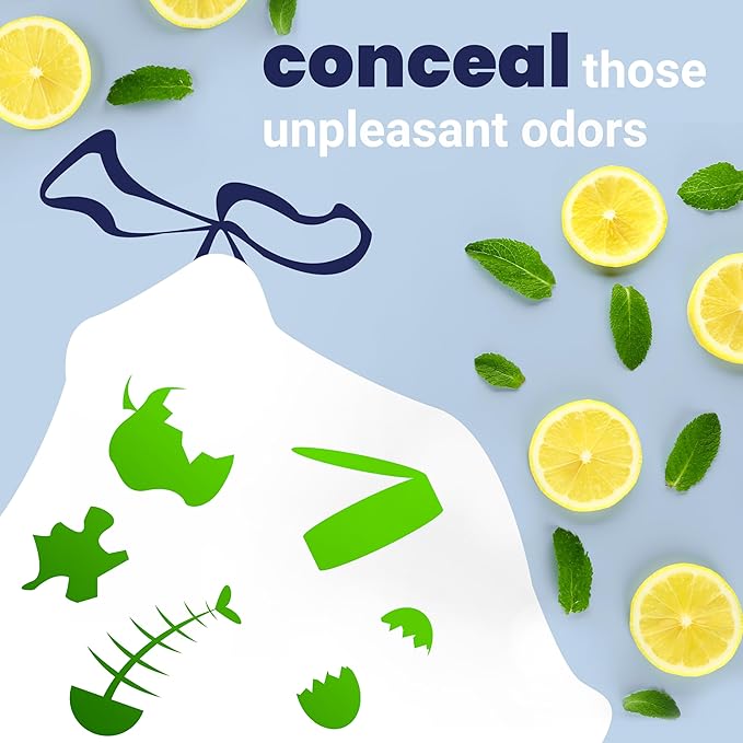 Eyely MPH3100C-WHITE Tad 13.2-Gallon Lemon Scented Drawstring Trash Can Liner White (60-Count 3-Packs of 20 Liners)