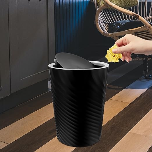 Garbage Bin with Lid 10L Medium Plastic Wastebasket Rubbish Bin for Home Office Bathroom Bedroom Kitchen Storage