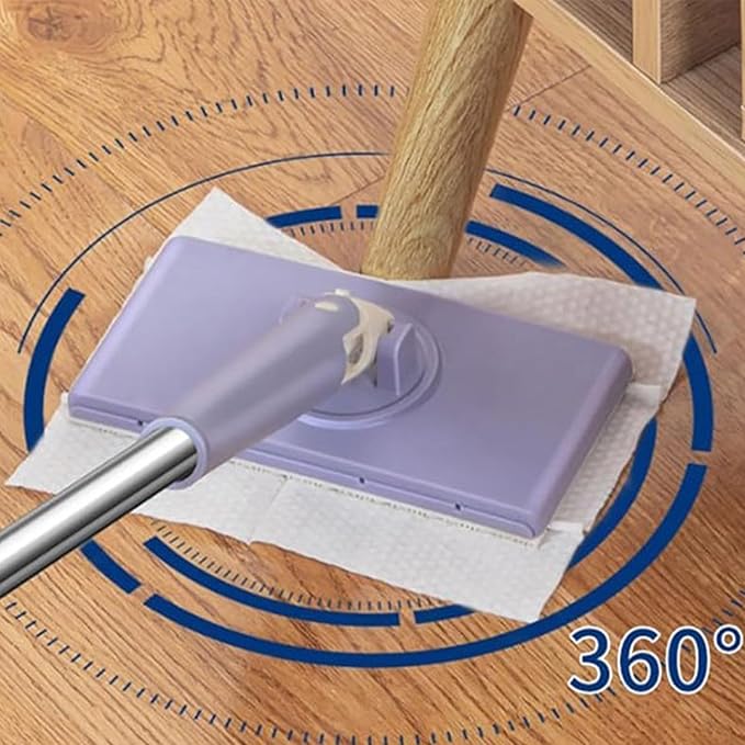 2026 Upgraded Zero Touch Mini Mop Cloth Changing Mini Mop with Automatic Hands Free Push Pull Handle 360 Rotating Head Includes 8 Cleaning Cloths for Bathroom and Kitchen