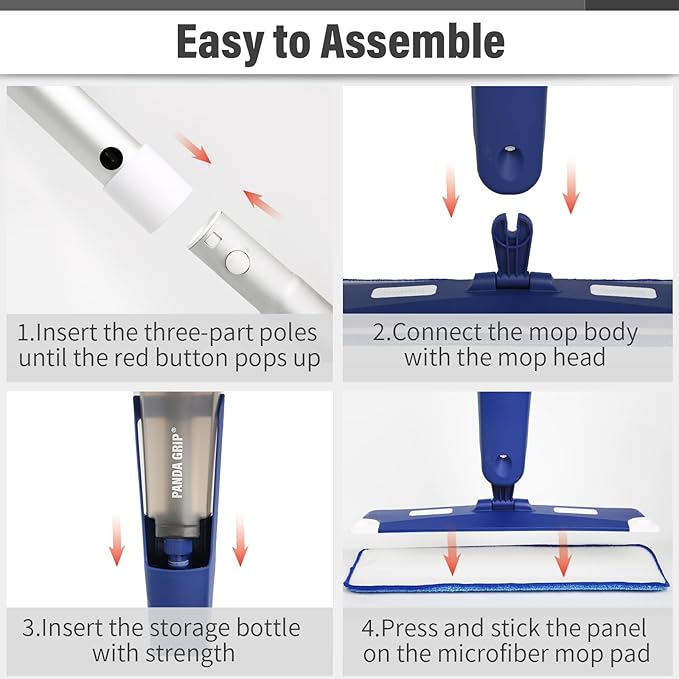 Mop for Multi-Purpose Floor Premium Spray Mop 18 inch Professional Hardwood Wet and Dry Cleaning Mops with 3 Resuable Pads and Refilled Bottle Blue